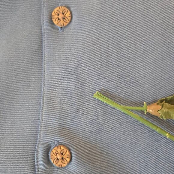 Tommy Bahama Mens Silk Collared Short Sleeve Button Up Camp Shirt Blue Large - Picture 11 of 12